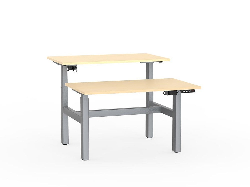 Agile Double Sided 1200 Electric Standing Desk-Desking-Nordic Maple-Silver-Commercial Traders - Office Furniture