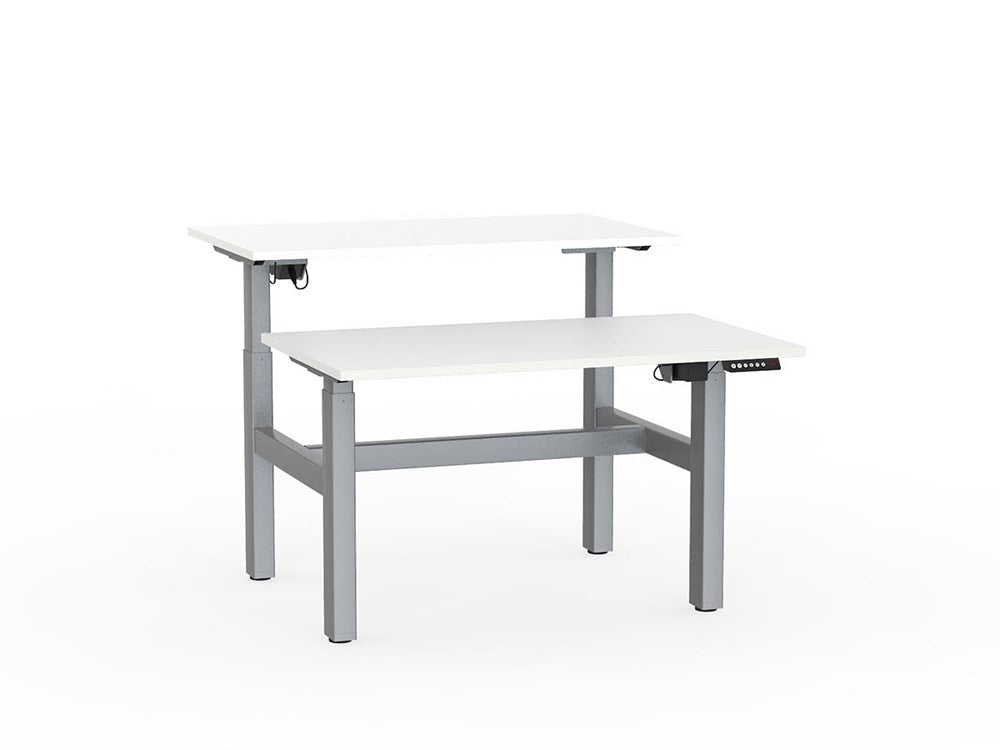 Agile Double Sided 1200 Electric Standing Desk-Desking-White-Silver-Commercial Traders - Office Furniture