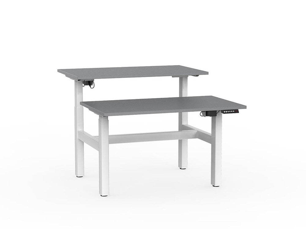 Agile Double Sided 1200 Electric Standing Desk-Desking-Silver-White-Commercial Traders - Office Furniture