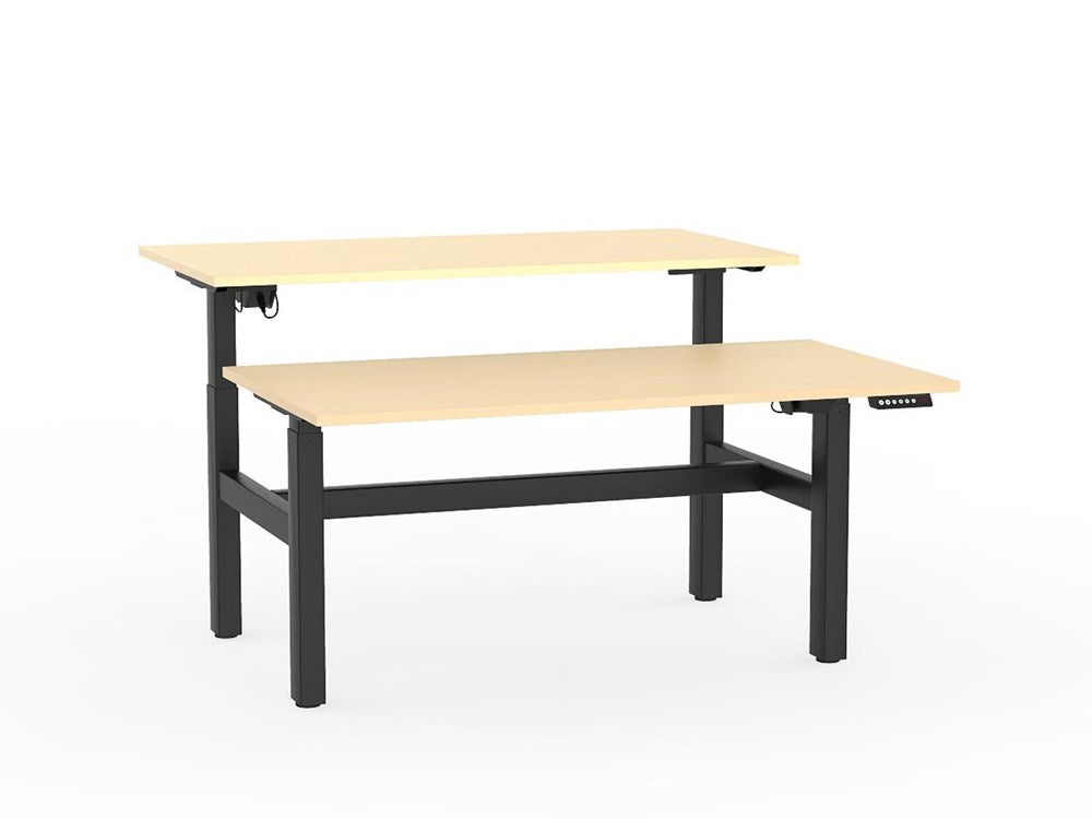 Agile Double Sided 1500 Electric Standing Desk - 2 Column-Desking-Nordic Maple-Black-Commercial Traders - Office Furniture