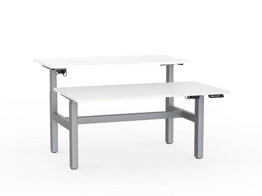 Agile Double Sided 1500 Electric Standing Desk - 2 Column-Desking-White-Silver-Commercial Traders - Office Furniture