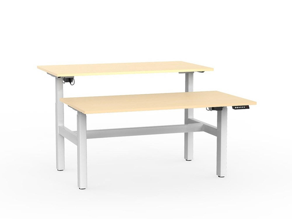 Agile Double Sided 1500 Electric Standing Desk - 2 Column-Desking-Nordic Maple-White-Commercial Traders - Office Furniture