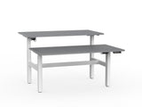 Agile Double Sided 1500 Electric Standing Desk - 2 Column-Desking-Silver-White-Commercial Traders - Office Furniture