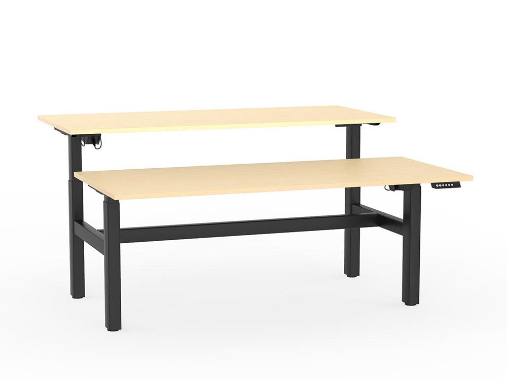 Agile Double Sided 1800 Electric Standing Desk - 2 Column-Desking-Nordic Maple-Black-Commercial Traders - Office Furniture