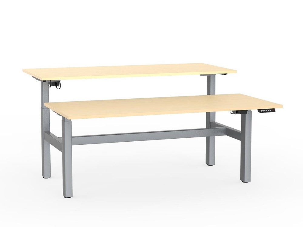 Agile Double Sided 1800 Electric Standing Desk - 2 Column-Desking-Nordic Maple-Silver-Commercial Traders - Office Furniture