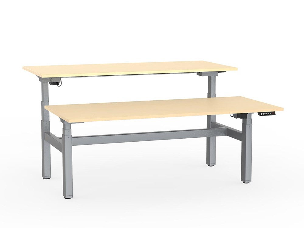 Agile Double Sided 1800 Electric Standing Desk - 3 Column-Desking-Nordic Maple-Silver-Commercial Traders - Office Furniture