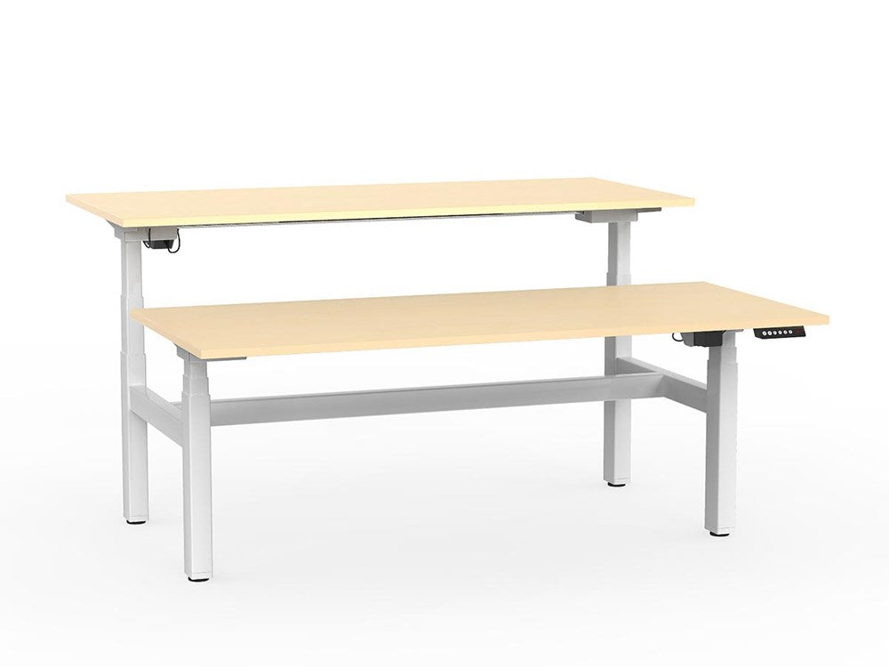 Agile Double Sided 1800 Electric Standing Desk - 3 Column-Desking-Nordic Maple-White-Commercial Traders - Office Furniture