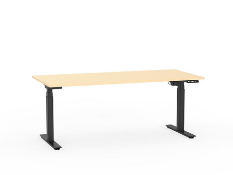 Agile 1800 x 800 Electric Standing Desk (3 Column)-Desking-Nordic Maple-Black-Commercial Traders - Office Furniture