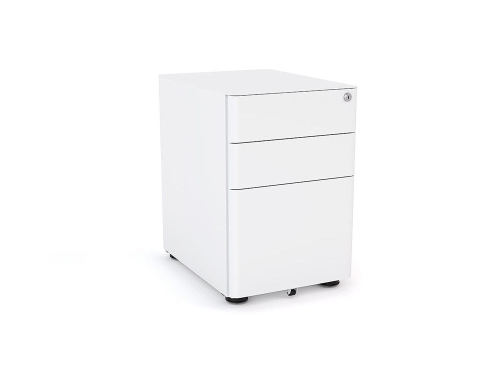 Agile 2 + File Draw Slim Mobile Pedestal-Storage-White Satin-Commercial Traders - Office Furniture