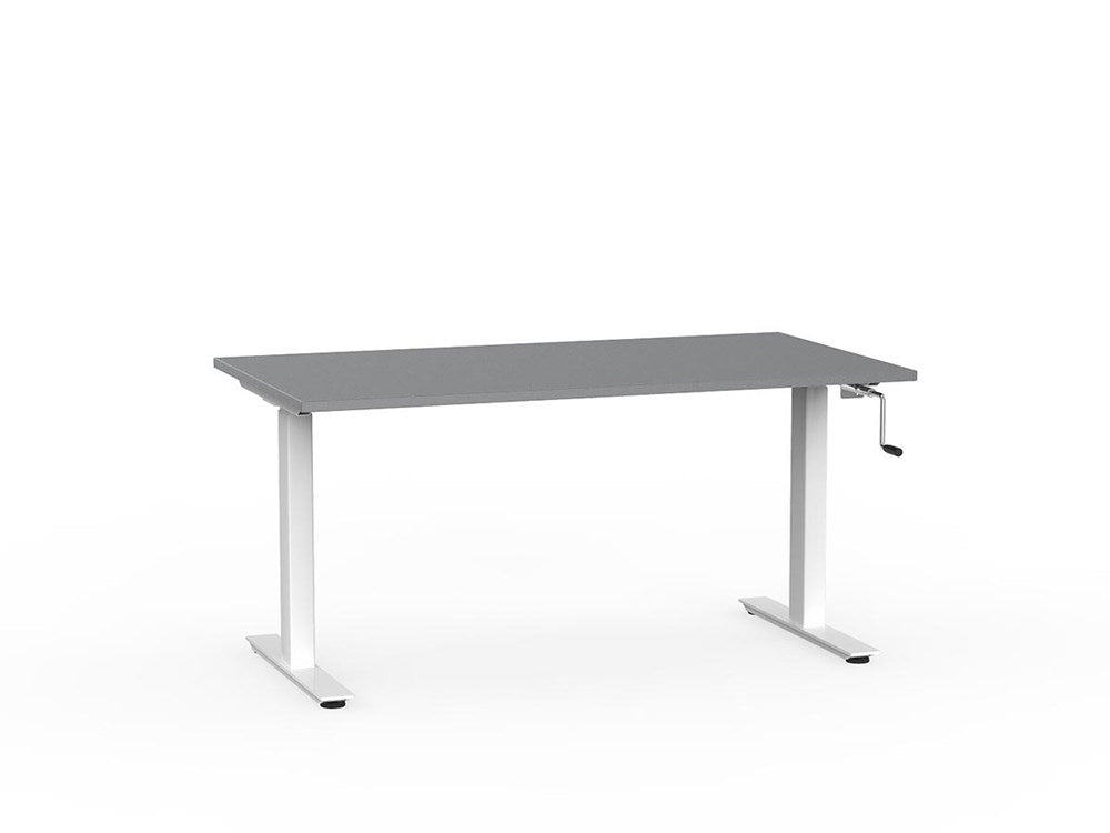 Agile 1500 x 800 Winder Adj Desk-Desking-Silver-White-Commercial Traders - Office Furniture