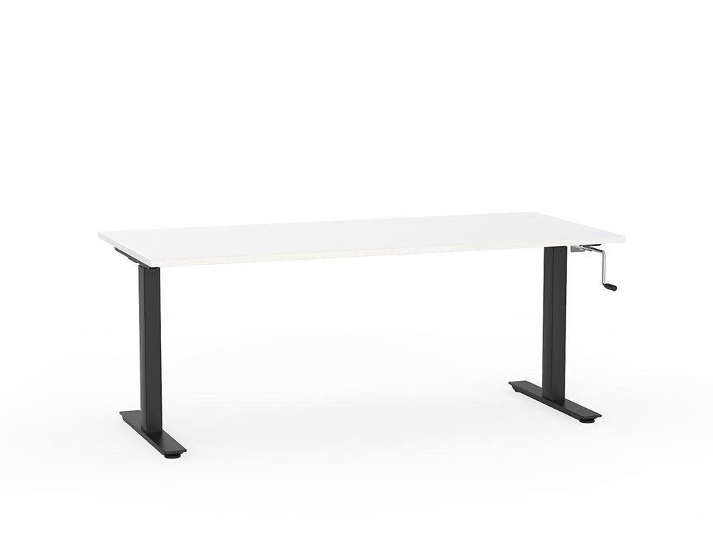 Agile 1800 x 800 Winder Adj Desk-Desking-White-Black-Commercial Traders - Office Furniture