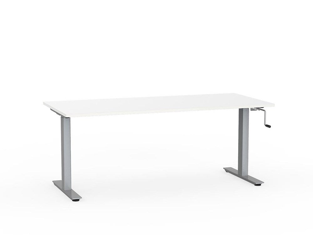 Agile 1800 x 800 Winder Adj Desk-Desking-White-Silver-Commercial Traders - Office Furniture