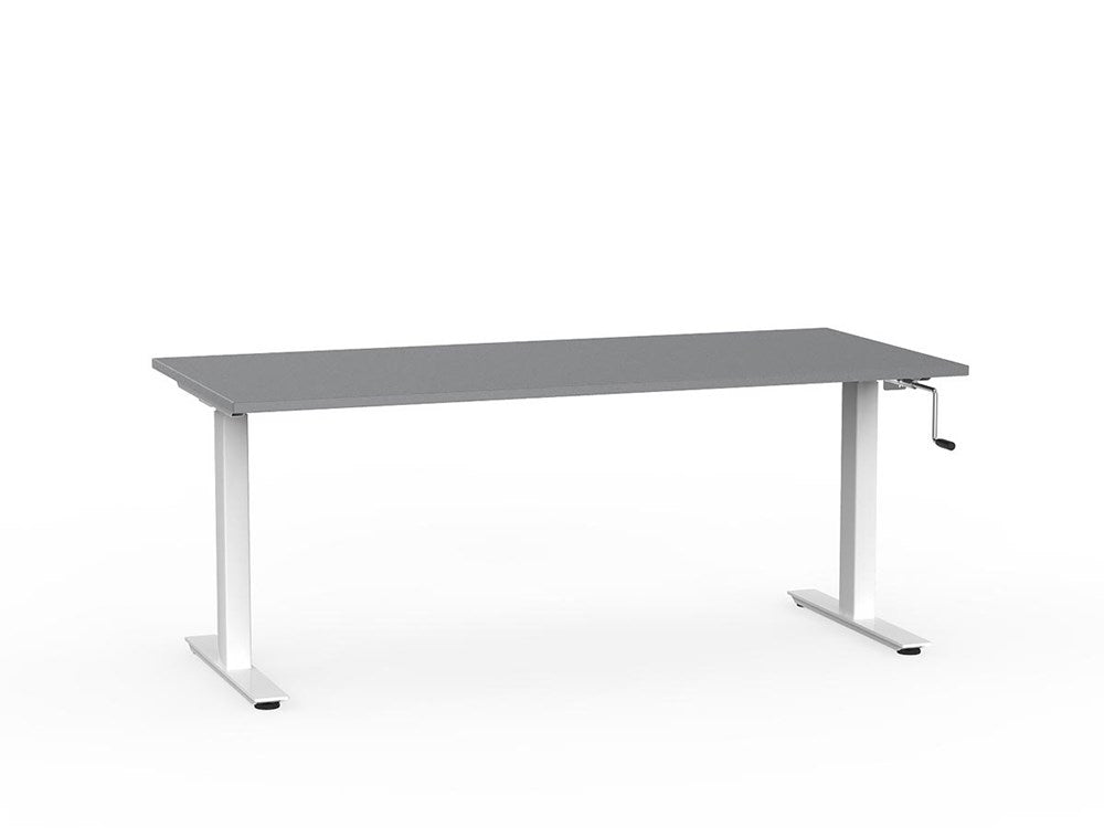 Agile 1800 x 800 Winder Adj Desk-Desking-Silver-White-Commercial Traders - Office Furniture