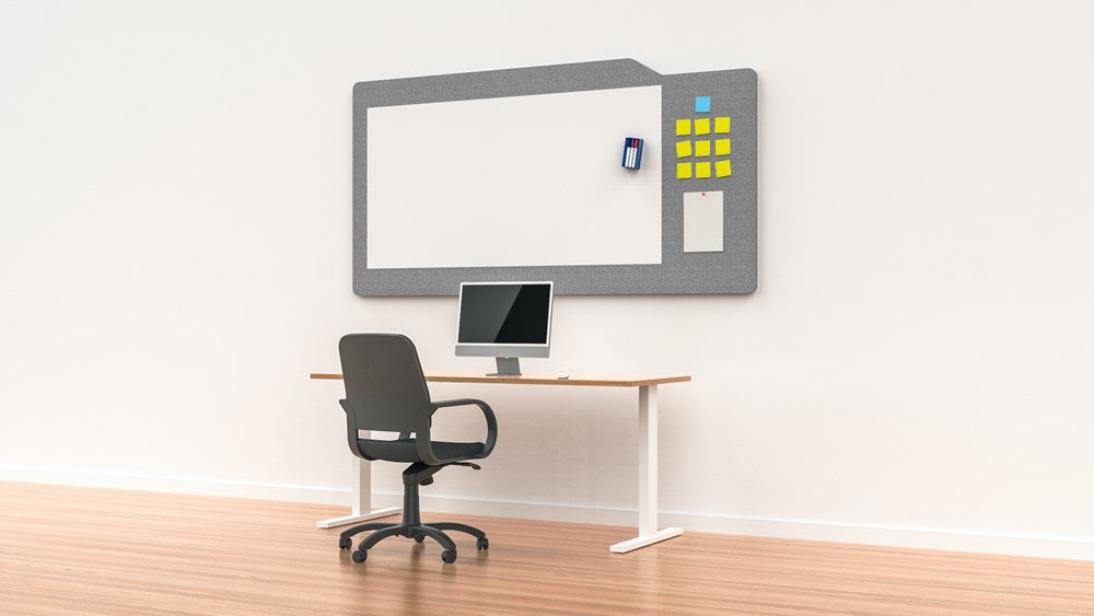 WHITEBOARD MILFORD-Office Partitons-Dark Silvery Grey-1500 wide-Commercial Traders - Office Furniture