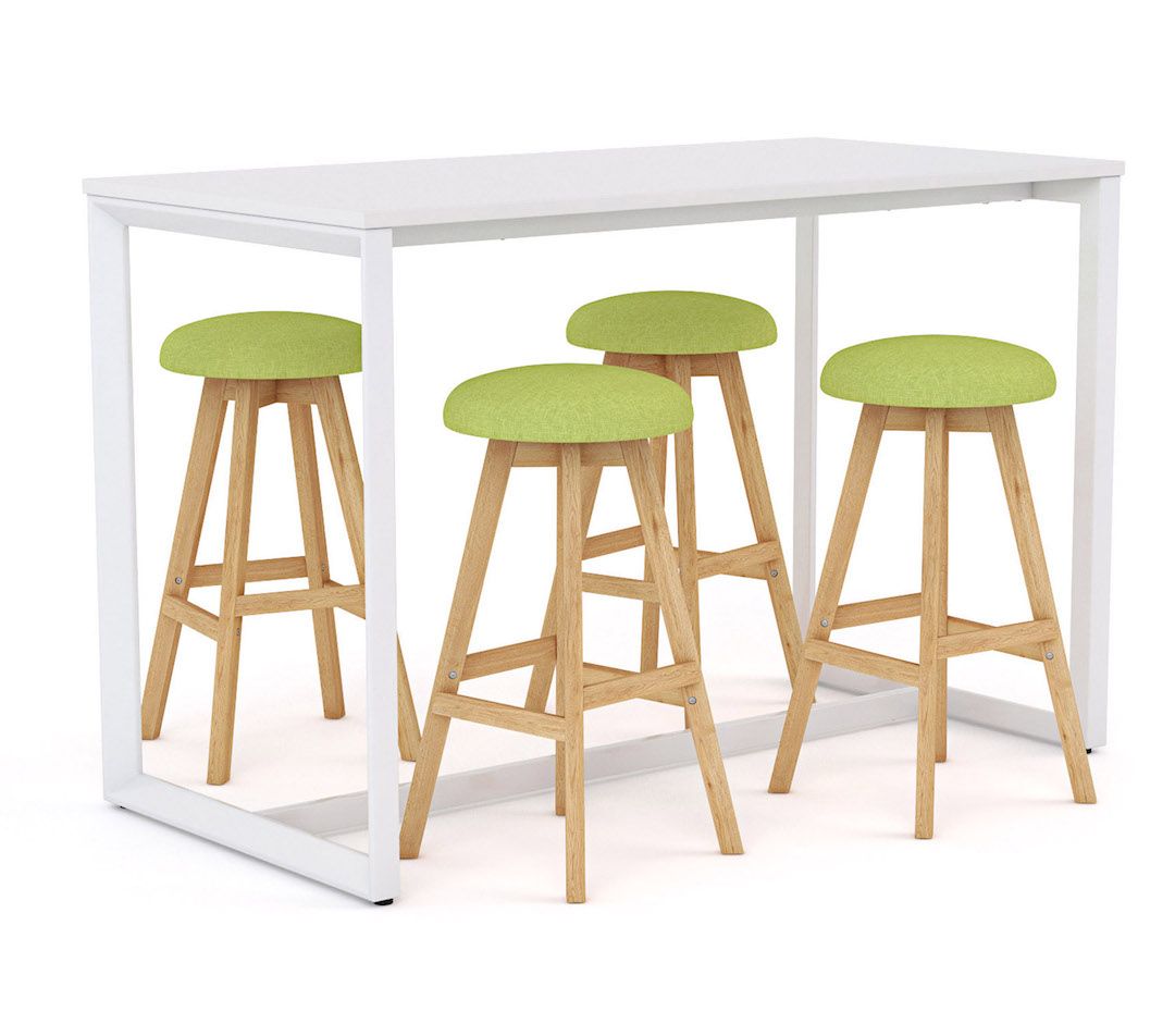 Anvil Bar Leaner 1600 x 800 And Luna Button Stool Package-Meeting Room Furniture-Black-Commercial Traders - Office Furniture