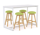 Anvil Bar Leaner 1600 x 800 And Luna Button Stool Package-Meeting Room Furniture-Black-Commercial Traders - Office Furniture