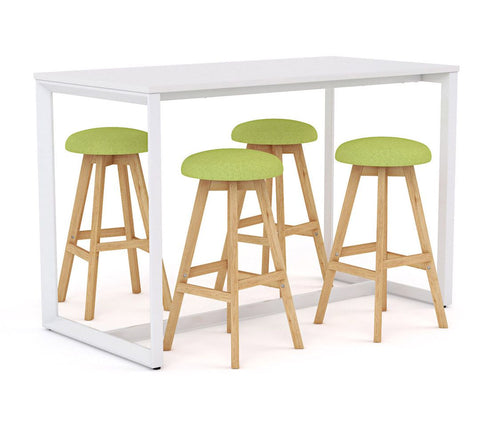 Anvil Bar Leaner 1600 x 800 And Luna Button Stool Package-Meeting Room Furniture-Green-Commercial Traders - Office Furniture