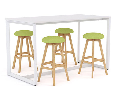 Anvil Bar Leaner 1800 x 900 And Luna Button Stool Package-Meeting Room Furniture-Red-Commercial Traders - Office Furniture