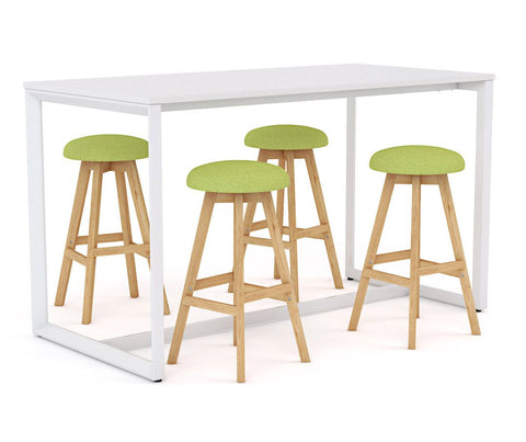Anvil Bar Leaner 1800 x 900 And Luna Button Stool Package-Meeting Room Furniture-Green-Commercial Traders - Office Furniture