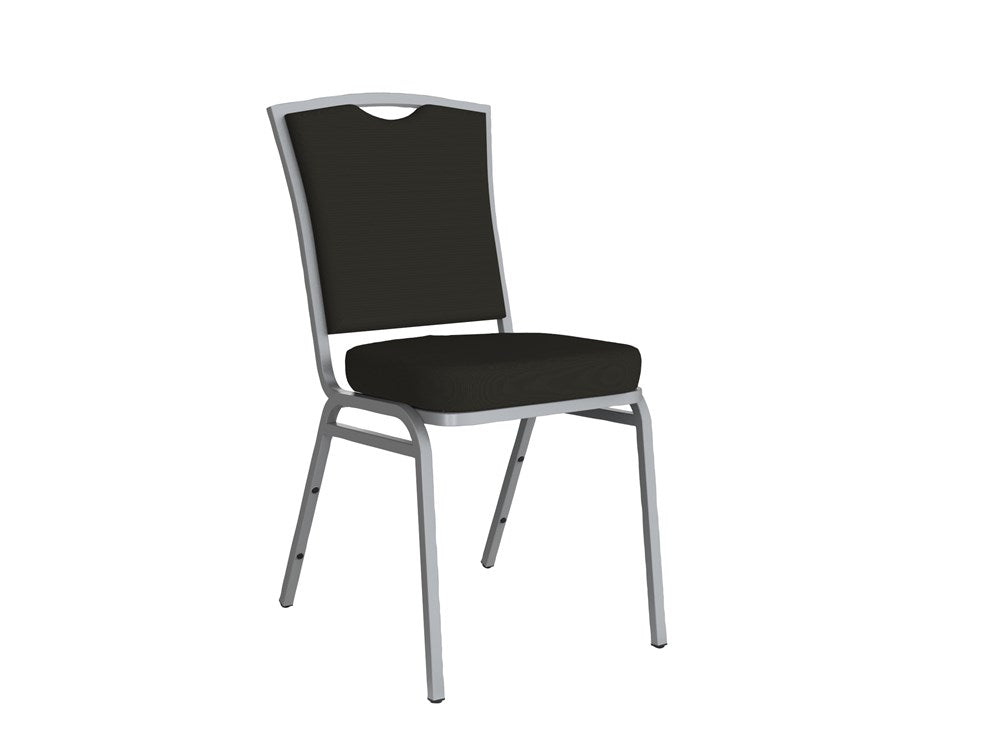 Banquet Visitor Chair-Meeting Room Furniture-Black Fabric-Silver-Commercial Traders - Office Furniture