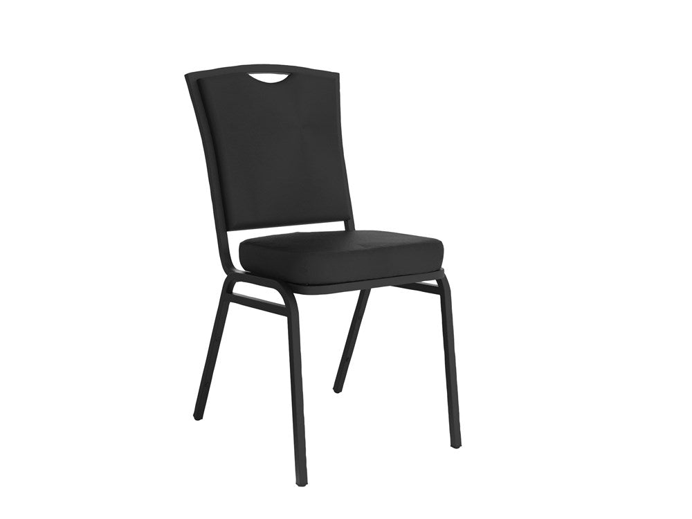 Banquet Visitor Chair-Meeting Room Furniture-Black Vinyl-Black-Commercial Traders - Office Furniture