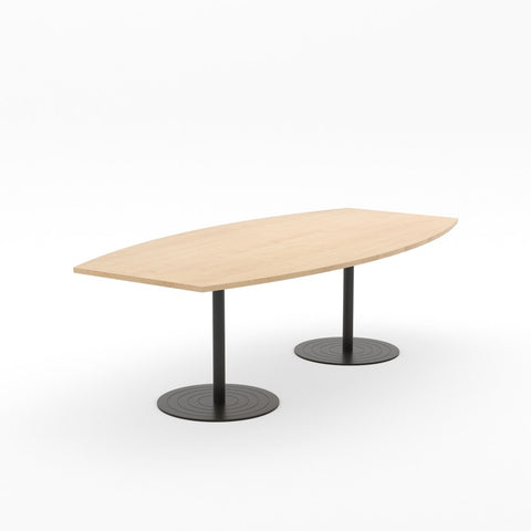 Essentials Table 2400 x 1200 - Barrel-Meeting Room Furniture-Affinity Maple-Black Disc Base-North Island Delivery-Commercial Traders - Office Furniture