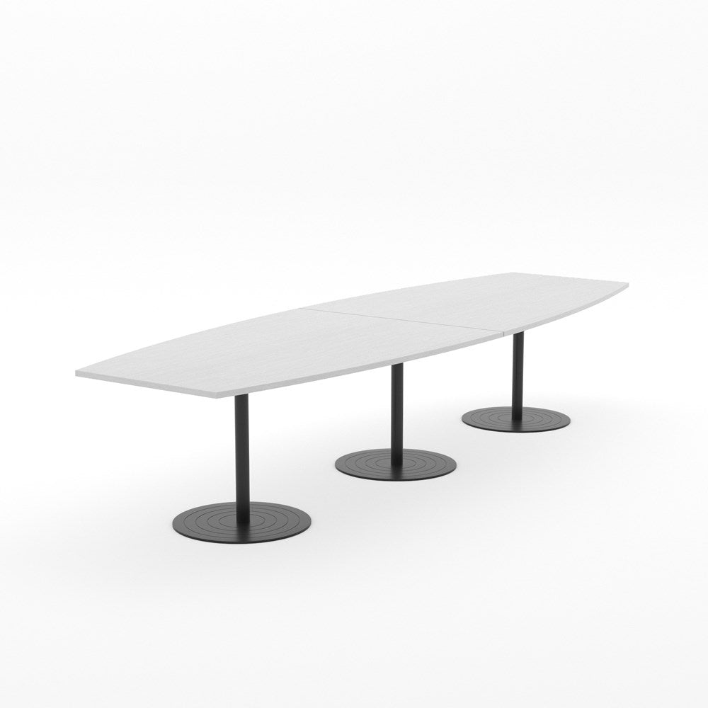 Essentials Table 3600 x 1200 - Barrel-Meeting Room Furniture-Silver Strata-Black Disc Base-North Island Delivery-Commercial Traders - Office Furniture