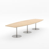 Essentials Table 3600 x 1200 - Barrel-Meeting Room Furniture-Affinity Maple-Brushed Chrome Disc Base-North Island Delivery-Commercial Traders - Office Furniture