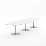 Essentials Table 3000 x 1200 - Barrel Shape-Meeting Room Furniture-Snowdrift-Brushed Chrome Disc Base-North Island Delivery-Commercial Traders - Office Furniture