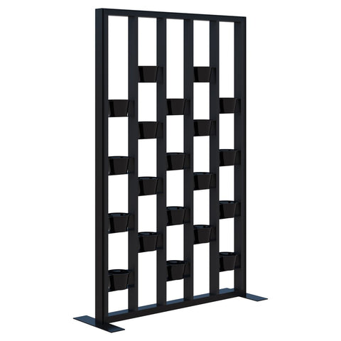 Connect Fin 70 Plant Wall 1200 L-Office Partitons-Black-Raw Birch-Commercial Traders - Office Furniture