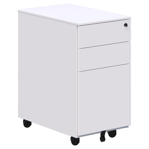 Cube Slim Metal Mobile Pedestal-Storage-White-Commercial Traders - Office Furniture