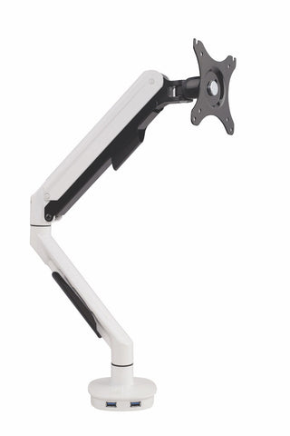 Cutlass Gaslift Single Monitor Arm With USB Charging-Ergonomic Accessories-White-Commercial Traders - Office Furniture
