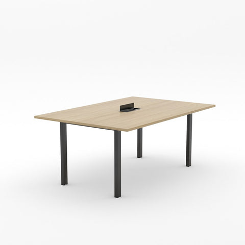 ALTI Meeting Table 1800 x 1200 - Cable Management-Meeting Room Furniture-Classic Oak-Black-North Island-Commercial Traders - Office Furniture