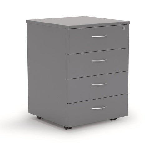 Ergoplan Mobile Locking 4 Drawer - Silver-Storage-Default-Commercial Traders - Office Furniture