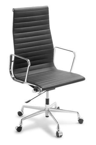 Eames Replica Classic High Back (Chrome Frame)-Office Chairs-Leather-Commercial Traders - Office Furniture