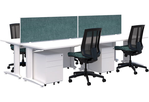 Energy 1500 Desk Package - 4 person (2 Pod Inline Desk)-Desking-Snow Velvet-Silver-800mm-Commercial Traders - Office Furniture