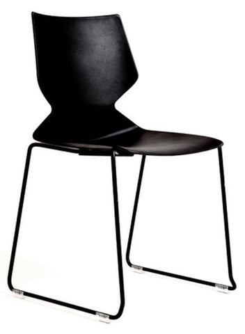 Fly Chair Sled Base-Meeting Room Furniture-White-Black Powdercoat-Commercial Traders - Office Furniture