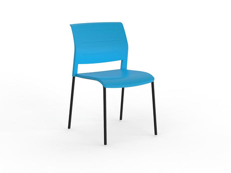 Mote Chair-Lunchroom Chairs-Aqua-Four Legs - Black-Commercial Traders - Office Furniture