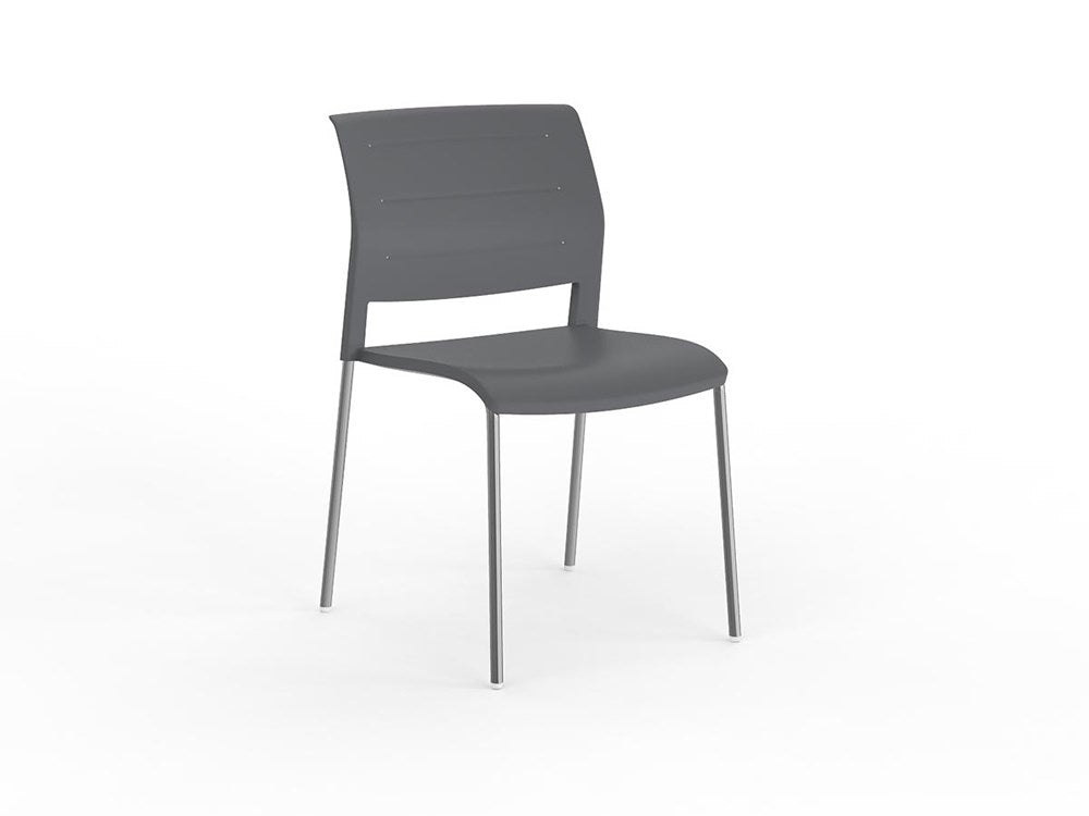 Mote Chair-Lunchroom Chairs-Charcoal-Skid Base - Chrome-Commercial Traders - Office Furniture