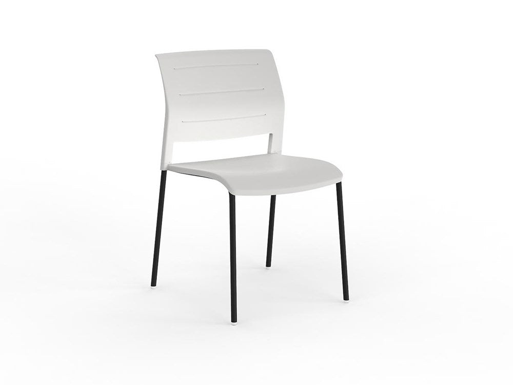 Mote Chair-Lunchroom Chairs-White-Four Legs - Black-Commercial Traders - Office Furniture