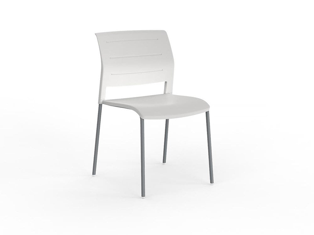 Mote Chair-Lunchroom Chairs-White-Four Legs - Silver-Commercial Traders - Office Furniture