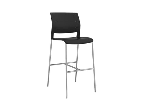 Mote Bar Stool - Chrome Frame-Lunchroom Chairs-Black-Chrome-Commercial Traders - Office Furniture