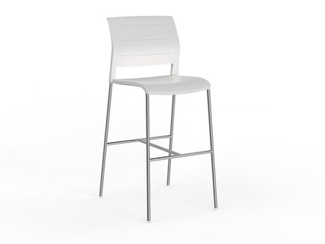 Mote Bar Stool - Chrome Frame-Lunchroom Chairs-White-Chrome-Commercial Traders - Office Furniture