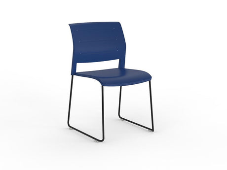 Mote Chair-Lunchroom Chairs-Indigo-Skid Base - Black-Commercial Traders - Office Furniture