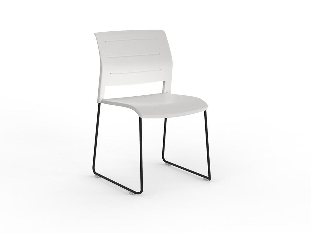 Mote Chair-Lunchroom Chairs-White-Skid Base - Black-Commercial Traders - Office Furniture