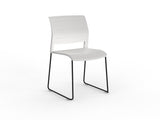 Mote Chair-Lunchroom Chairs-White-Skid Base - Black-Commercial Traders - Office Furniture