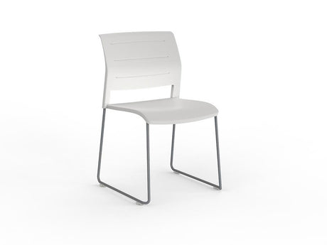 Mote Chair-Lunchroom Chairs-White-Skid Base - Silver-Commercial Traders - Office Furniture