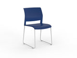 Mote Chair-Lunchroom Chairs-Indigo-Skid Base - White-Commercial Traders - Office Furniture