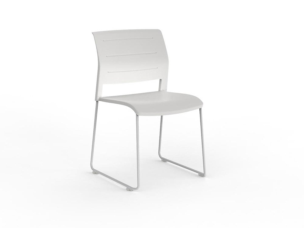 Mote Chair-Lunchroom Chairs-White-Skid Base - White-Commercial Traders - Office Furniture