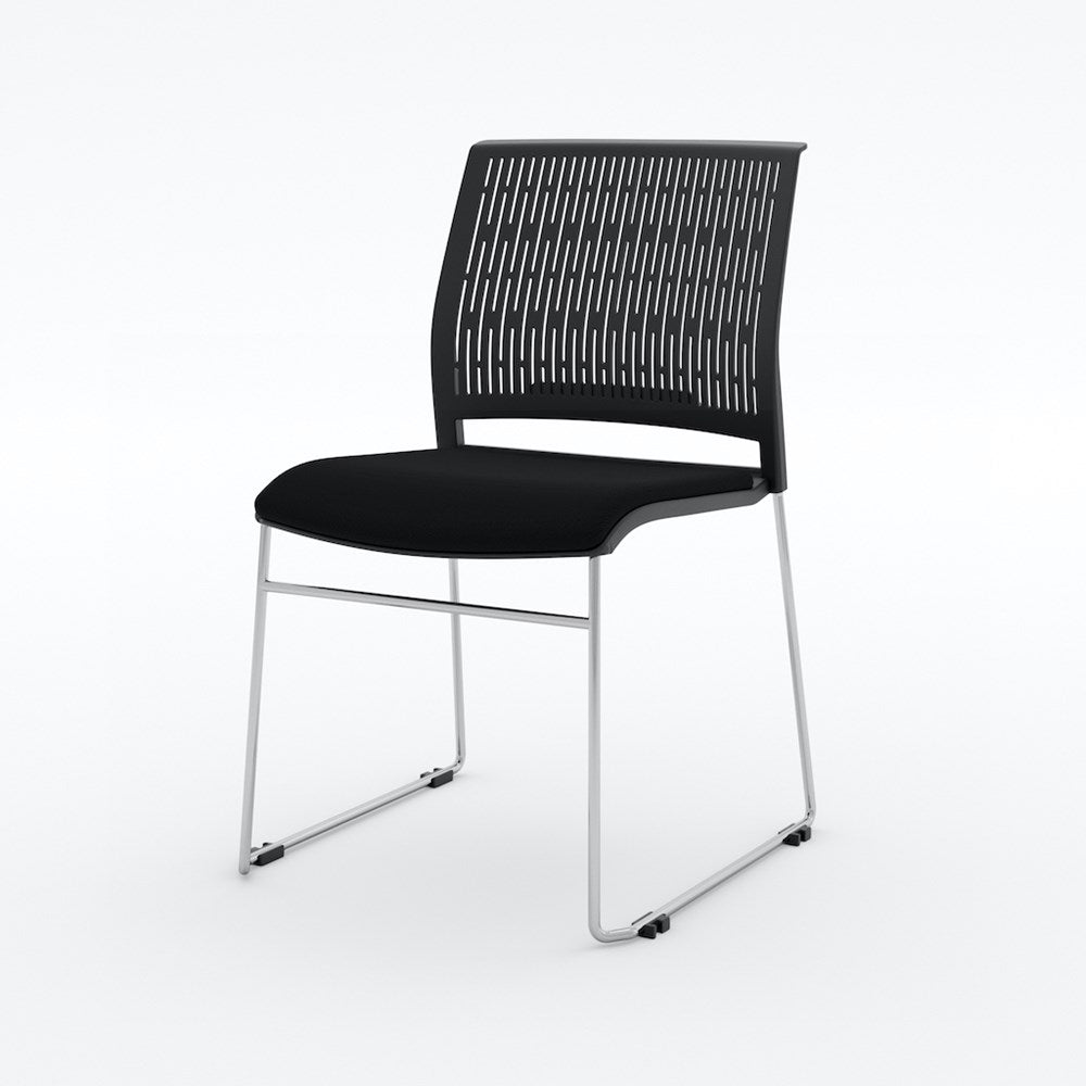 Magnus Chair - Padded Seat-Meeting Room Furniture-Black-Chrome-North Island Delivery-Commercial Traders - Office Furniture